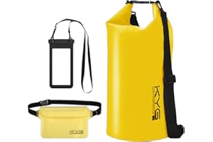 KYG Wodoszczelna torba, Żółty, 20L, adaptery podróżne