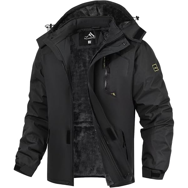 Veste De Randonnée Homme Chaud Laine - Veste Ski Et Randonnée Grande Taille 5XL à 9XL - Manteau Hiver Noir