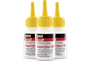 BUILDWARE 3x INDUSTRIAL SUPERGLUE GP MEDIUM VISCOSITY 20G CYN20 SMALL TIP