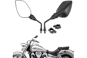 APEBAZY Rétroviseur de moto avec adaptateur de serrage 7/8" 22 mm, rétroviseur réglable, vis M10 pour guidon de scooter, ATV, vélo, cruiser (noir 1)