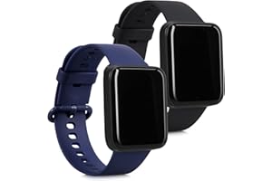 kwmobile 2 x sportowa bransoletka kompatybilna z Xiaomi Redmi Watch 2 Lite – zestaw opasek fitness z silikonu TPU w kolorze czarnym, ciemnoniebieskim