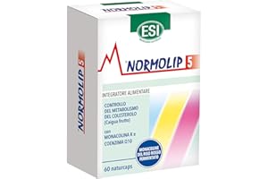 ESI - Normolip 5, Integratore Alimentare a Base di Riso Rosso Fermentato e Caigua, che Contribuisce ai Normali Livelli di Colesterolo, Senza Glutine e Vegan, 60 Naturcaps