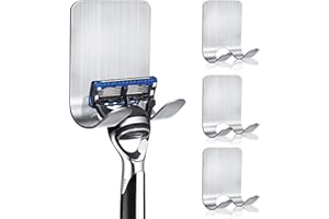 VIGIME Razor Holder for Shower, 4 Pack Stainless Steel Razor Holder Hooks, Waterproof Self-Adhesive Shaver Holder Hanger Hooks for Bathroom Kitchen to Organize Loofah Robe Towel Plug Coat