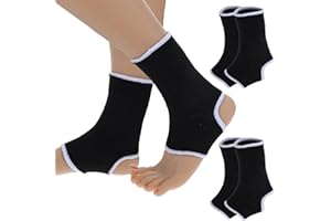 CIATBYYJ Lot de 2 paires d'attelles de cheville pour enfants - Pour le jogging, la course à pied, la gym, le fitness - 7 à 12 ans - Noir