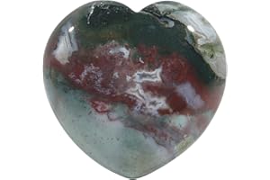 Lovionus89 Natürlicher Indischer Achat Herz Liebe geschnitzte Palme Tasche Chakra Energie Kristall und Heilung Steine, 55mm