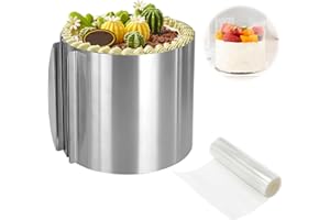 GEGNNS Anneau à Gâteau Réglable, 20CM Anneau à Gâteau Rond en Acier Inoxydable, 16-30cm Rétractable Cercle a Gateau avec Colliers à Gâteau pour Mousse Dessert Pâtisseri