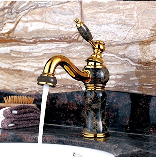 ZHFC- European gold all copper natural jade antique hot and cold gold plated tap
