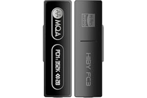 HiBy FC3 USB DAC z wyświetlaczem Hi-Res Audio 112 mW, obsługa mocy wyjściowej PCM DSD MQA dongle do iPhone/MAC/Android/Windows (czarny)