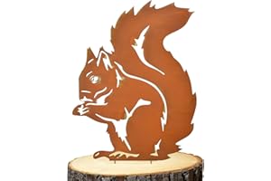 Vesaneae Rostiges Eichhörnchen, Gartenstecker Rost, Deko Gartenstatuen aus Metall, Baumstecker Rost, Eichhörnchen Figur, Gartenfigur, Edelrost Gartendeko für Hof Outdoor Garten Hinterhof Rasen Deko