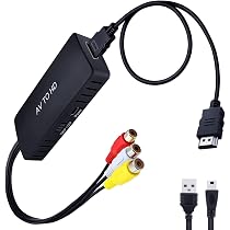 PKOUVOO Convertisseur RCA Vers HDMI 1080P - Adaptateur AV Composite CVBS Vers HDMI Avec USB Charge Pour PS4 Xbox VHS Magnétoscope
