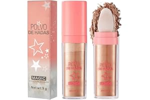 Maritown Highlighter Powder Stick, Polvo De Hadas Glitter Highlighter Patting Powder, Body Brighten Shimmer Sparkle Patting Powder for Face Eyes Lips Hair Body Glow Cosmetic (03# Golden Brown)