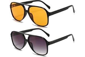 Long Keeper Gafas de Sol Polarizadas Para Mujeres y Hombres Doble Puentes Retro Gafas Sol Grandes Cuadradas 70s Estilo Vintage Piloto