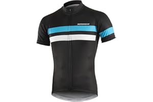 BERGRISAR Camiseta de Ciclismo de Manga Corta para Hombre, 3+1 Bolsillos con Cremallera