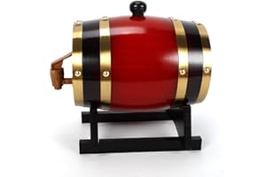 RAINBOW_ROAD Dispensador de barril de whisky de 5 litros, decantador de barril de vino de madera de roble para servir mesa, exhibición de acento del hogar, almacenamiento de licores, licores, whisky (rojo vino)