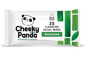 The Cheeky Panda Bamboo Facial Make Up Remover Wipes | Sustainable Face Wipes Eye Makeup Remover | Unscented Pack of 25 Face Wipes | 99% Purified Water