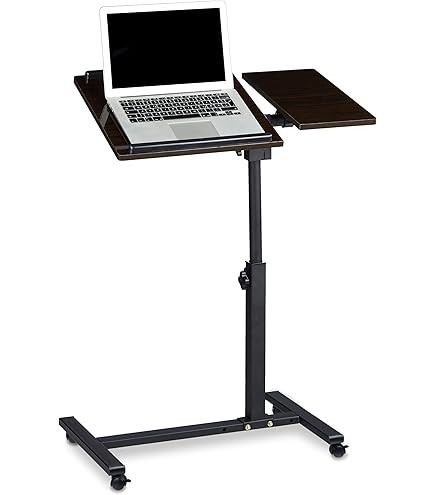 Relaxdays laptoptafel XL, verstelbaar, HxBxD: 110 x 80 x 50 cm, met remmen, ook voor grote laptops, in het geel