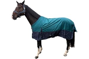BRAMA WEST Brama-West - Couverture de pluie, pour cheval, Turnout 1200D, couverture d'extérieur, imperméable, coupe-vent, bleu marine, 115