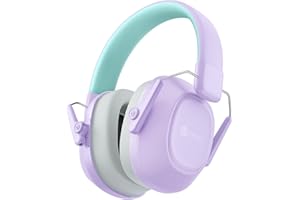 iClever Zestaw słuchawkowy z redukcją szumów 26 dB NRR, bezpieczeństwo, pomoc sensoryczna, koncentracja, ochrona słuchu pożary, fioletowozielony