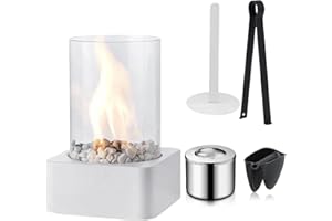 AEVQUAS Tabletop Fireplace Portable Bio Ethanol Table Top Fire Pit Bioethanol Fire Home Kitchen Living Room Garden Balcony Ethanol Burner for Christmas, Halloween, Valentine's Day, Birthday (White)