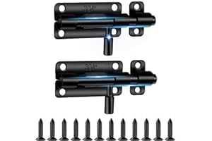 ZYLUNIY Slide Bolt con Viti, 2 Pezzi Chiavistello Scorrevole Inox, Chiavistello con Viti, Chiusura Cancello Esterno e Interni, Bullone Serratura Porta Chiavistello in Legno per Camera Letto,Recinzio