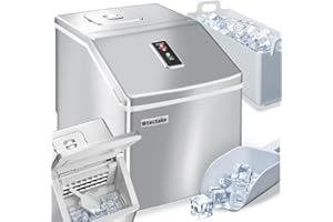 TecTake Profi Eiswürfelmaschine, Eiswürfelbereiter für klare Eiswürfel, Ice Cube Maker, 13 Kg 24 h, 2,2 Liter Wassertank, 24 Eiswürfel pro Zyklus, inkl. Eiseimer und Eisschaufel - Silber