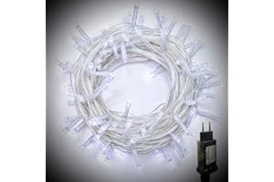 WISD Luci di Natale - Catena Luminosa 100 LED 13M Esterno Interno con Timer e Funzione di Memoria - Decorazioni Natalizie per Albero di Natale 12 Modalità, Giardino, Matrimonio e Festa (Bianco)