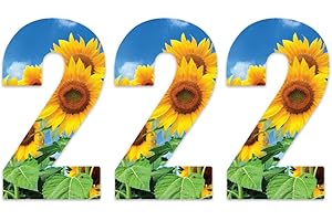Pack of 3 Sunflower Bin Numbers Stickers - 2 ideal for Office, Classroom Decoration, Out Door Wheelie Bins, Dustbin V1092 Packwith®