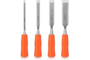 4-Piece Chisel Set for Wood, Wood Chisel Prick Set for Woodworking DIY, Wood Chisel Carpenters Tool, Chisel Set Wooden Tool with Sharp Blade, Comfortable Handle for Carpenters