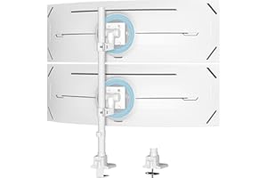 PUTILSEN MOUNT Support Ecran PC 2 Ecran pour Moniteurs - pour écrans Plats et incurvés de 24 à 57 Pouces, 2-27 kg par Bras, avec Barre de défilement, 2 Options de Montage (VESA 75/100 mm), Blanc
