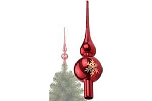 ‎MENZ Menz Weihnachtsbaumspitze Rot glänzend – Umweltfreie Christbaumspitze aus Hochwertigem PS – Universelle Tannenbaumspitze für Weihnachtsdeko Aller Stile