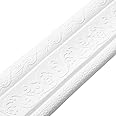 HASTHIP® Peel Stick 3D Foam Molding Trim Self Adhesive, Crown Wallpaper Border Flexible, DIY Wall Edging for Home & Hotel, Flexible Wall Base Moulding Trim Mirror Border Wall Lines, 2.3 M x 7.8 CM