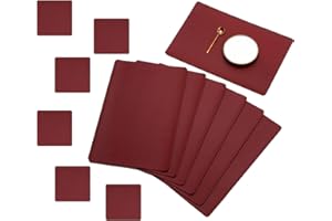 BECHEN Plastic Placemats and Coasters,Non Slip Washable Placemats for Dining Table Wipe Clean Table Mats Set of 6 (Red)