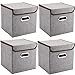 Produktbild Griffe Aufbewahrungsboxen Mee'life 4-Pack Leinen Stoff Faltbare Korb Würfel Organizer Boxen Container Schubladen mit Deckel und Griffe für Büro Kinderzimmer Schlafzimmer Shelf Grey
