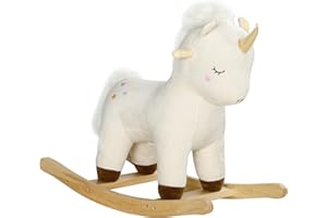 AIYAPLAY Schaukeltier, Baby Schaukelstuhl mit Unicorn Design, Sound, Schuakelsitz, Schaukelpferd, Schaukelspielzeug für Kleinkinder ab 2 Jahre, Plüsch, Weiß