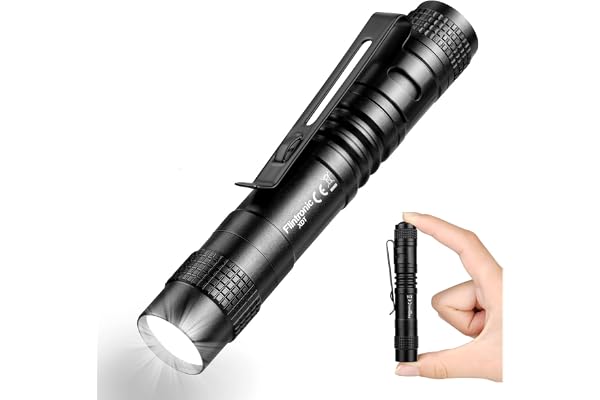 flintronic Mini Lampe de Poche LED, 9cm Aluminium Lampe Torche Led avec Clip, 200 lumens stylo Lampe de Poche Portable Étanche Torche pour Bricolage, Travail, 1*AAA Piles (Non Incluses)