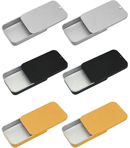 Set Di 6 Contenitori In Metallo Rettangolari - Scatole Portaoggetti In Latta, Colori Argento, Bianco E Nero, Misure 79.7x34x11.1 Mm, Per Caramelle, Chiavi, Orecchini E Piccoli Oggetti