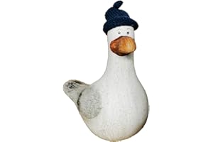Land-Haus-Shop Möwe mit Strickmütze Dekofigur Hinnerk Keramik Maritim Vogel Meer Küste Strand (mittel 14cm hoch)