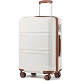 Kono Large Travel Luggage 23 Kilos 28", Checked Luggage, Light Cream | ABS+PC Lightweight, Anti-scratch Texture, 4 Wheels TPE