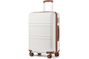 Kono Maleta Cabina 20" ABS - Equipaje de Mano con 4 Ruedas Silenciosas 360°, Candado TSA y Diseño Resistente (Crema/Marrón)