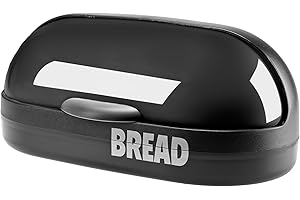 GALICJA Molly – Panera moderna – Caja de almacenamiento de pan – Panera de plástico – Panera para pan fresco – Panera con tapa – Almacenamiento de pan – 37 x 20 x 16 cm Negro