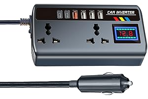 IOUYJIU Car Inverter, Vehicle Powers Converter, Powers Inverter, Car Powers Inverters, Vehicle Pure Sine, Fast Charging Ports Portable Automotive Charger Inverter 3 Usb Ports for Camping, Traveling Supplies