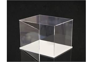 MEEC Vetrina apribile in acrilico trasparente, per il montaggio della scatola del bancone con fondo bianco per vetrina trasparente, vetrina antipolvere per action figure giocattolo (30 x 20 x 20 cm)