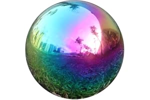 FOLYTIY USHome Rainbow Home Garden Gazing Globe Mirror Balls, Polished Stainless Steel Shiny Sphere, Ideal As a Housewarming Gift (10 Inch)