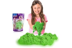 COO11 500g Magic Play Sand Bag Non-Toxic Soft Mouldable PlaySand, Sensory Elastic Motion Sand for Castle Making & Beach Activities Creative Play Refill Pack for Toddlers Ages 3+ (Green)