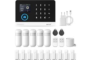 PGST Alarma para casa inalámbrica, PG103 antirrobo, Sistema Completo con Sirena de Alarma, Sensor de Puerta y de Movimiento Compatible(PG103-2G-C)