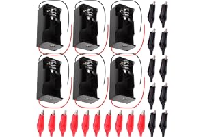 HAAMNING7 C-batterihållare med två kablar, 59 x 29 mm C-batterifodral med trådar, med justerare, klämkablar (4-pack)