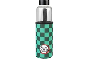 Grupo Erik Glass Water Bottle - Demon Slayer Manga - 17oz / 500ml Water Bottle Hot and Cold, Glass Bottle, Travel Bottles, Gy