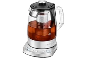 Elektrisk vattenkokare - Vattenkokare - Ansluten tekanna - Silver och glasfärg - Profi Cook PC-WKS 1167 G