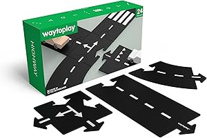 Waytoplay Circuit Highway de 24 pièces pour Petites Voitures - Circuit Flexible, Durable et étanche - Circuit de Voiture à Assembler de 3,8 mètres - Fabriqué aux Pays-Bas