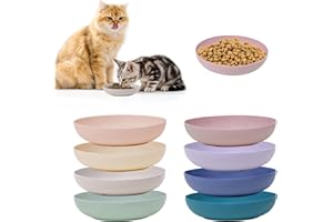 HSIGIO 8 Pack Cat Bowls Whisker Friendly, Shallow Wide Pet Food and Water Bowl, Durable Wheat Straw Cat Dishes for Indoor Outdoor Cats